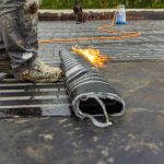 Bituminous membrane waterproofing system details and installation on flat rooftop. Bituminous membrane waterproofing system details and installation on flat rooftop.